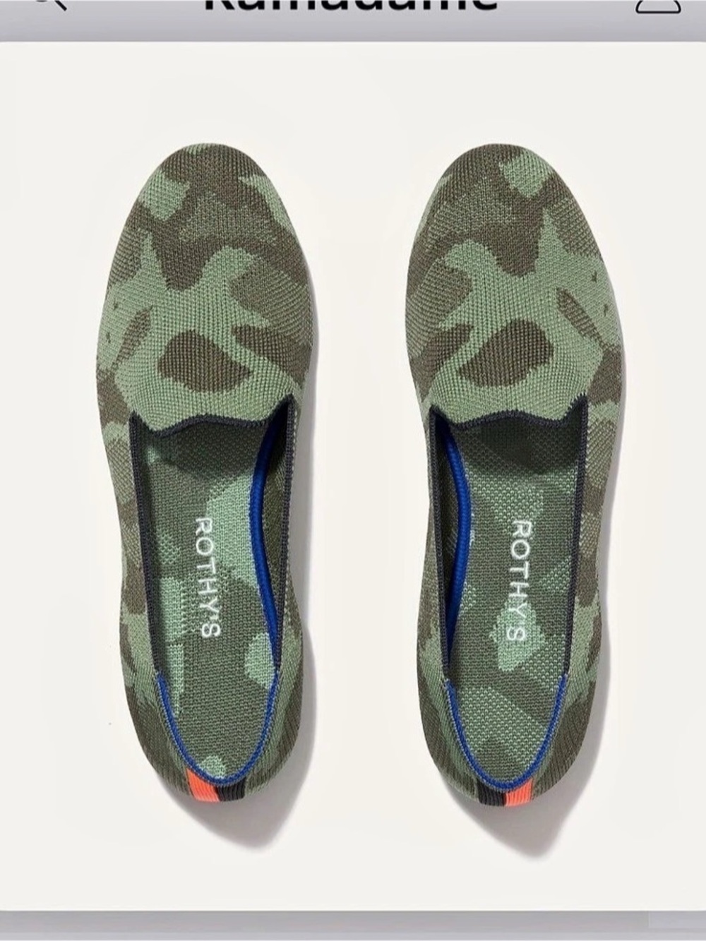 Rothy's The Daily Loarer in Green Camo Green Camo Slip-On Sneakers